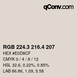 カラーコード: RGB 224.3 216.4 207 | qconv.com