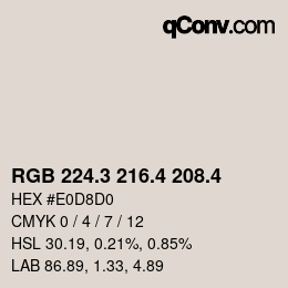 カラーコード: RGB 224.3 216.4 208.4 | qconv.com
