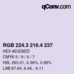 カラーコード: RGB 224.3 216.4 237 | qconv.com