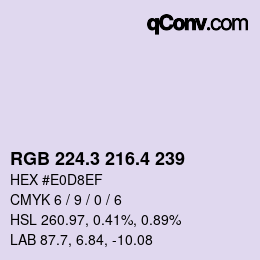 カラーコード: RGB 224.3 216.4 239 | qconv.com