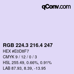 カラーコード: RGB 224.3 216.4 247 | qconv.com