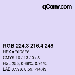 カラーコード: RGB 224.3 216.4 248 | qconv.com
