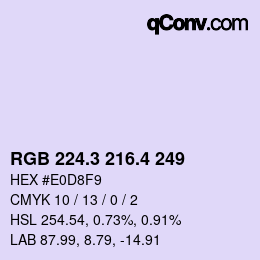 カラーコード: RGB 224.3 216.4 249 | qconv.com