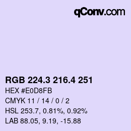 カラーコード: RGB 224.3 216.4 251 | qconv.com