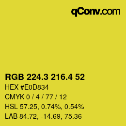 カラーコード: RGB 224.3 216.4 52 | qconv.com