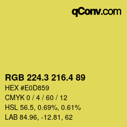 カラーコード: RGB 224.3 216.4 89 | qconv.com