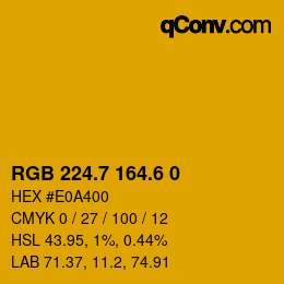 カラーコード: RGB 224.7 164.6 0 | qconv.com