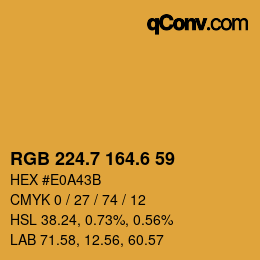 カラーコード: RGB 224.7 164.6 59 | qconv.com