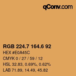 カラーコード: RGB 224.7 164.6 92 | qconv.com