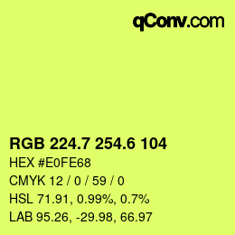 カラーコード: RGB 224.7 254.6 104 | qconv.com