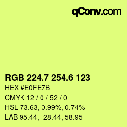 カラーコード: RGB 224.7 254.6 123 | qconv.com