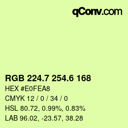 カラーコード: RGB 224.7 254.6 168 | qconv.com