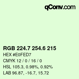 カラーコード: RGB 224.7 254.6 215 | qconv.com