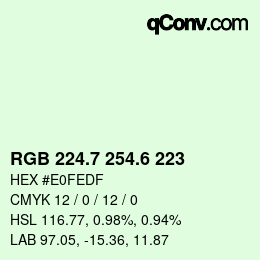 カラーコード: RGB 224.7 254.6 223 | qconv.com