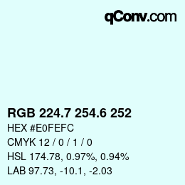 カラーコード: RGB 224.7 254.6 252 | qconv.com