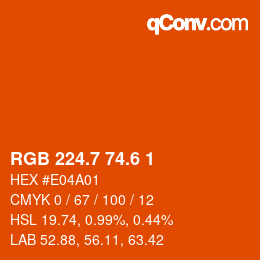 カラーコード: RGB 224.7 74.6 1 | qconv.com