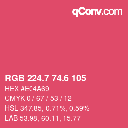 カラーコード: RGB 224.7 74.6 105 | qconv.com