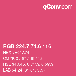 カラーコード: RGB 224.7 74.6 116 | qconv.com