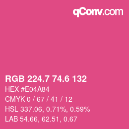 カラーコード: RGB 224.7 74.6 132 | qconv.com