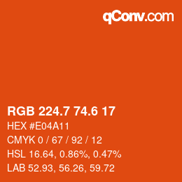 カラーコード: RGB 224.7 74.6 17 | qconv.com