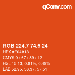 カラーコード: RGB 224.7 74.6 24 | qconv.com