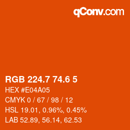 カラーコード: RGB 224.7 74.6 5 | qconv.com