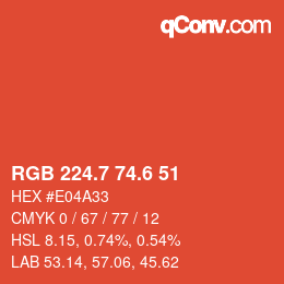 カラーコード: RGB 224.7 74.6 51 | qconv.com