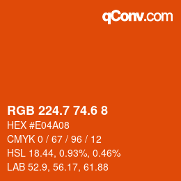 カラーコード: RGB 224.7 74.6 8 | qconv.com