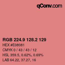 カラーコード: RGB 224.9 128.2 129 | qconv.com
