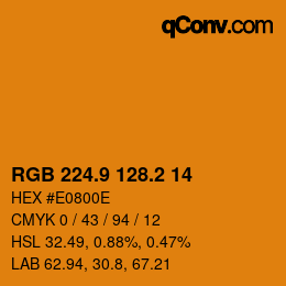 カラーコード: RGB 224.9 128.2 14 | qconv.com