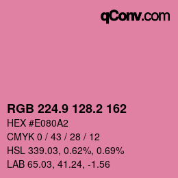 カラーコード: RGB 224.9 128.2 162 | qconv.com