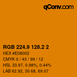 カラーコード: RGB 224.9 128.2 2 | qconv.com