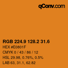 カラーコード: RGB 224.9 128.2 31.6 | qconv.com