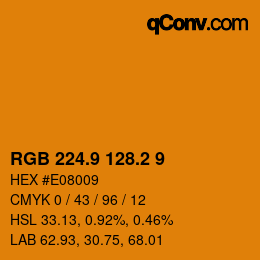 カラーコード: RGB 224.9 128.2 9 | qconv.com
