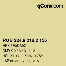 Color code: RGB 224.9 218.2 156 | qconv.com