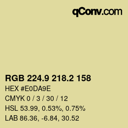 Color code: RGB 224.9 218.2 158 | qconv.com