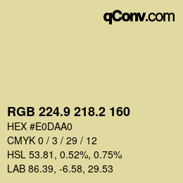 Color code: RGB 224.9 218.2 160 | qconv.com