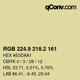 Color code: RGB 224.9 218.2 161 | qconv.com