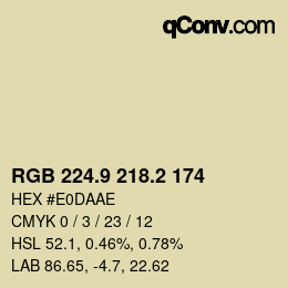 カラーコード: RGB 224.9 218.2 174 | qconv.com