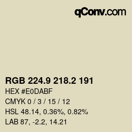 Color code: RGB 224.9 218.2 191 | qconv.com
