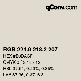 Color code: RGB 224.9 218.2 207 | qconv.com