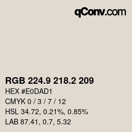 Color code: RGB 224.9 218.2 209 | qconv.com