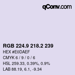 Color code: RGB 224.9 218.2 239 | qconv.com