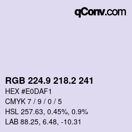Color code: RGB 224.9 218.2 241 | qconv.com