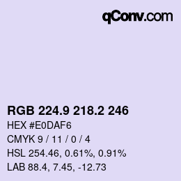 Color code: RGB 224.9 218.2 246 | qconv.com
