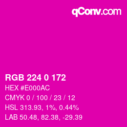 Color code: RGB 224 0 172 | qconv.com