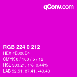 Code couleur: RGB 224 0 212 | qconv.com