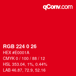 Color code: RGB 224 0 26 | qconv.com