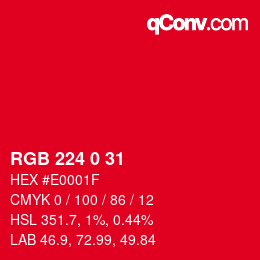 颜色代码: RGB 224 0 31 | qconv.com