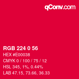 Color code: RGB 224 0 56 | qconv.com